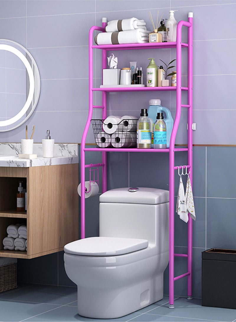 AGD Bathroom Storage Shelf Over the Toilet Three-Tier Metal Space Saving Pink - Image 2