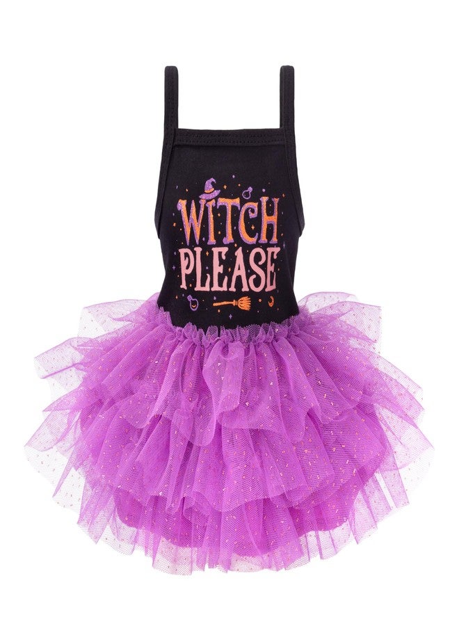 Fitwarm Witch Please Halloween Dog Tutu Dress, Funny Halloween Costumes for Small Girl Dogs, Pet Outfit, Black, Purple, XS - Image 1