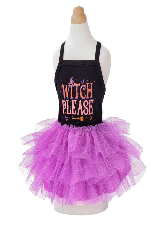 Fitwarm Witch Please Halloween Dog Tutu Dress, Funny Halloween Costumes for Small Girl Dogs, Pet Outfit, Black, Purple, XS - Image 3