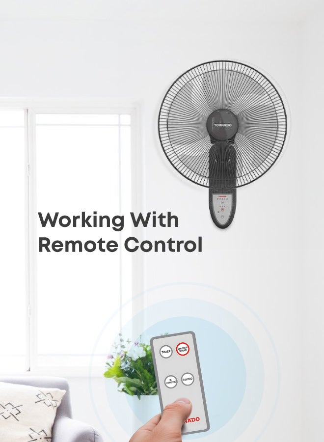 TORNADO Wall Fan 16 Inch 4 Blades Remote Grey EPS-16RG 220 W EPS-16RG grey - Image 1