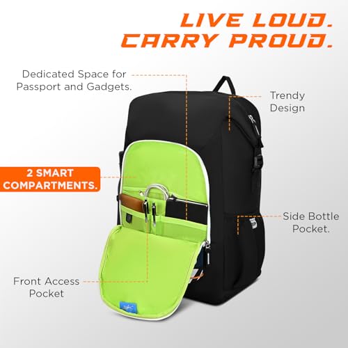 Skybags Yolo 02 Casual Backpack 35L With Laptop Compartment for Men & Women With Padded Back & Shoulder Strap (Black) - Image 3