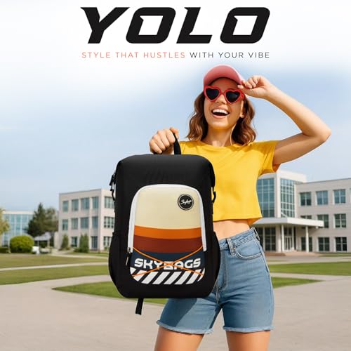 Skybags Yolo 02 Casual Backpack 35L With Laptop Compartment for Men & Women With Padded Back & Shoulder Strap (Black) - Image 2