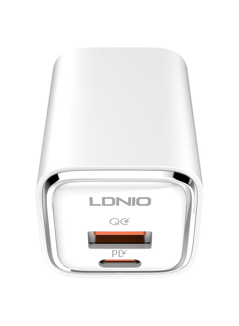 LDNIO A2317C Fast Wall Charger With Type C Cable And USB Type C Ports 30W - White - Image 3