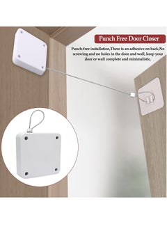 JOGAMS Punch Free Automatic Sensor Door Closer Residential Commercial Auto Door Closer with Steel Drawstring for Bedroom Storm Home White  - Image 5