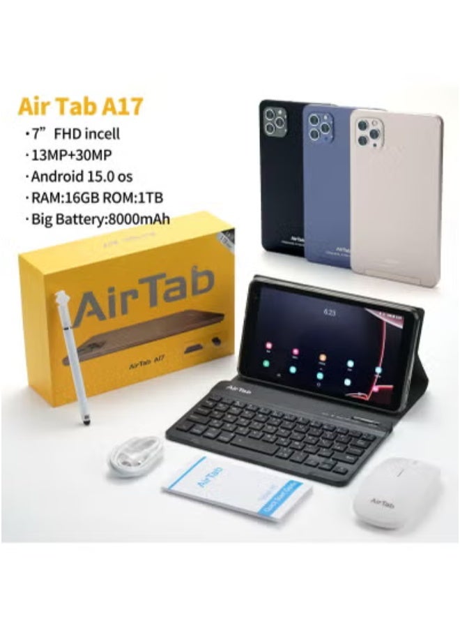 AirTab Air Tab A17 Android Smart Tablet with High-Speed 4G LTE + Wi-Fi | Dual SIM Support | Ideal for Learning, Work, and Entertainment | Slim Lightweight Design | Long Battery Life | High-Resolution Display | Touchscreen | Grey Finish - Image 1