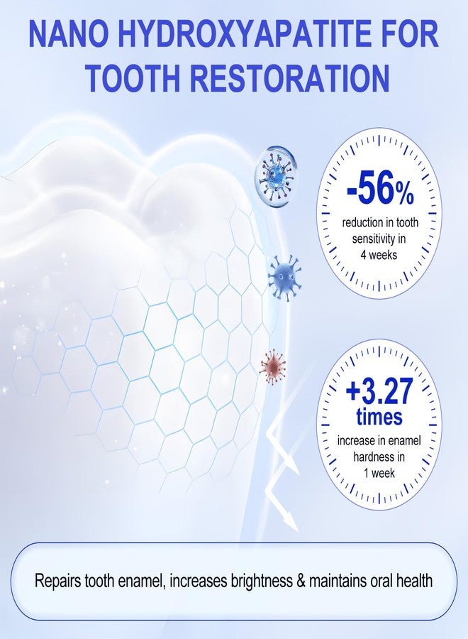 Akeeronn معجون أسنان هيدروكسيباتيت 7.5 لحماية المينا وتقوية الأسنان، معاجين أسنان نعناع لطيف خالية من الفلورايد للأسنان الحساسة (120غ/4.23 أونصة) - Image 4
