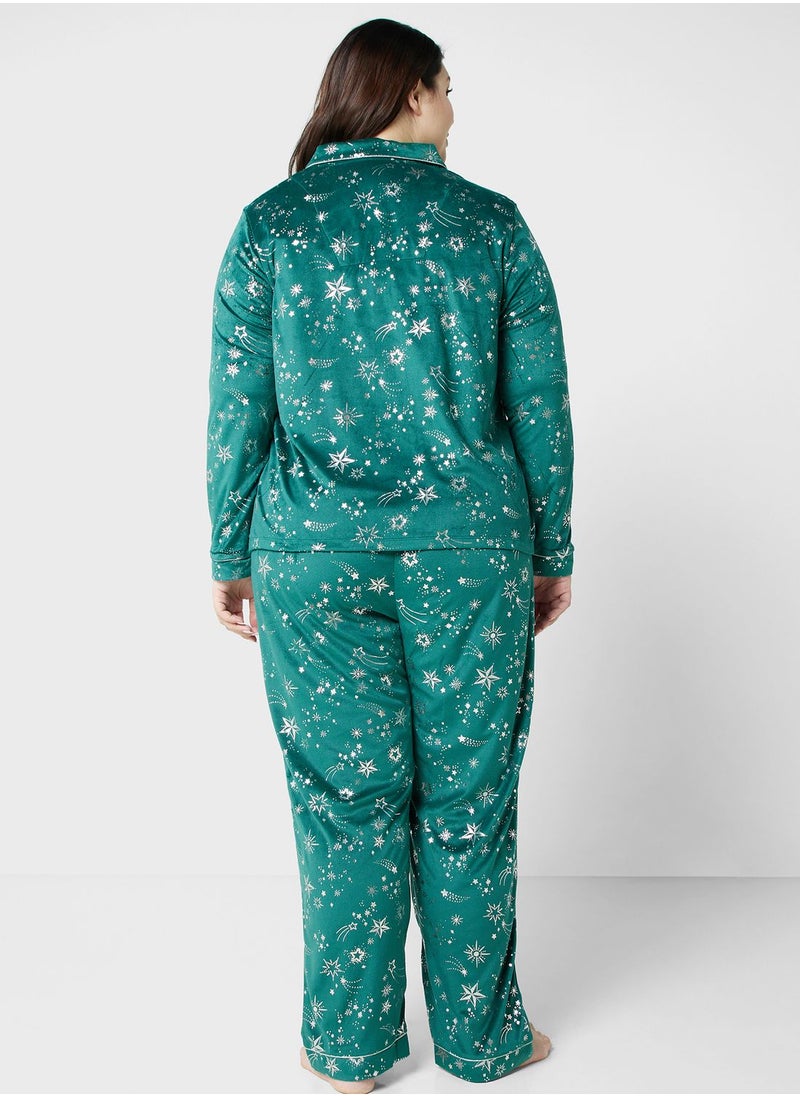 CHELSEA PEERS - Printed Shirt & Pyjama Set - Image 1