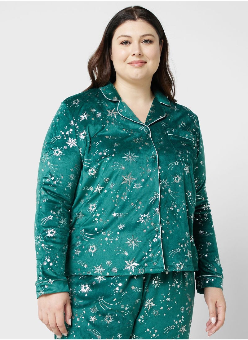 CHELSEA PEERS - Printed Shirt & Pyjama Set - Image 1