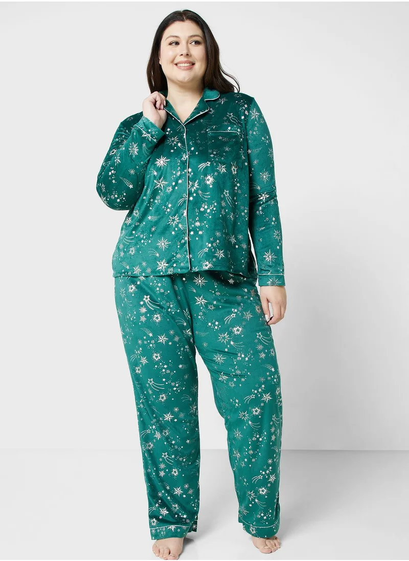 CHELSEA PEERS Printed Shirt & Pyjama Set