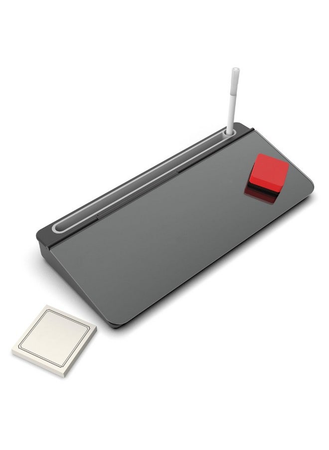 Glass Desktop Computer Keyboard Whiteboard Notepad Set Black (Includes Neon Marker Eraser & Sticky Notes)