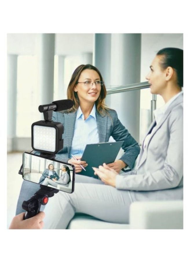 ACLIX Smartphone & Camera Vlogging Studio Kits Video Shooting Photography Suit with Microphone LED Fill Light Mini Tripod Black - Image 3
