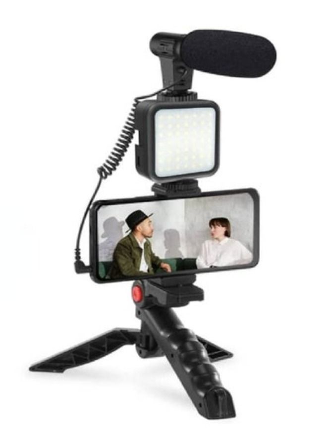 ACLIX Smartphone & Camera Vlogging Studio Kits Video Shooting Photography Suit with Microphone LED Fill Light Mini Tripod Black - Image 1
