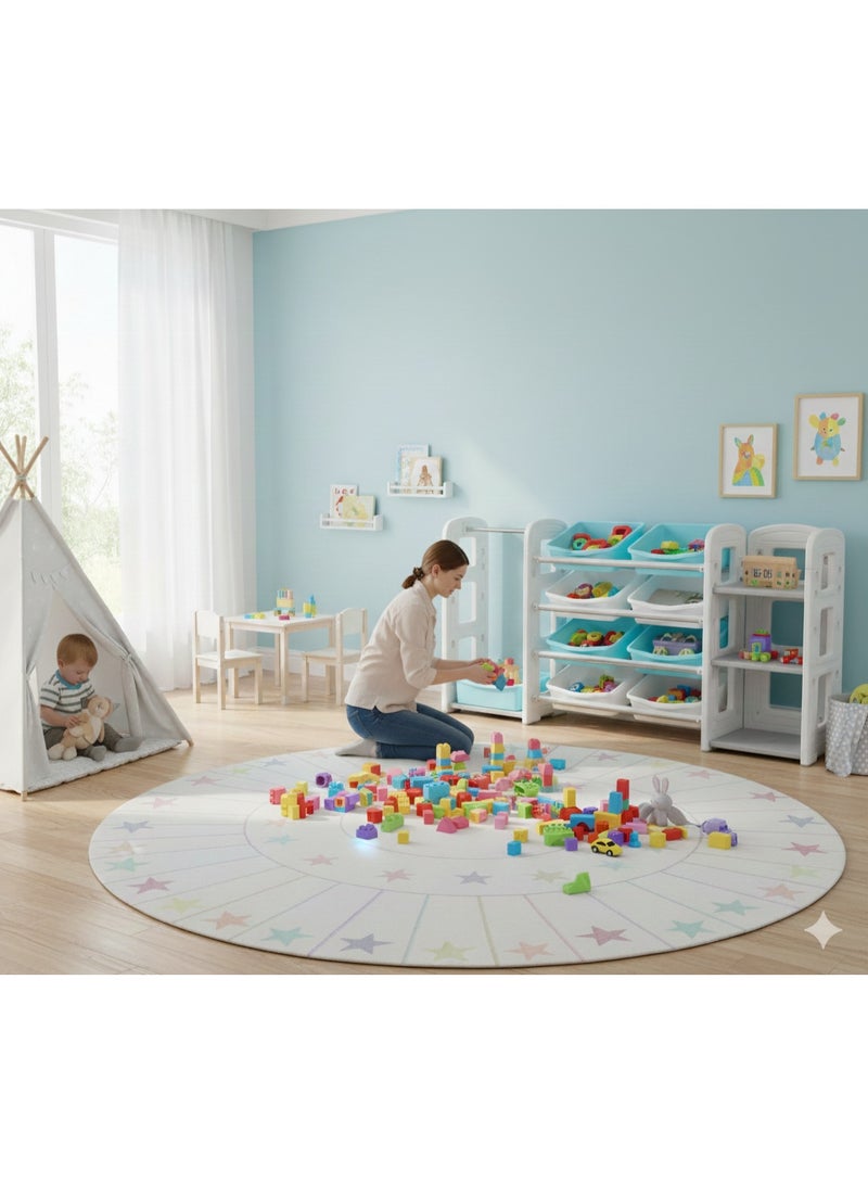 فول جوي خزانة ألعاب مع رف للكتب مع شماعة ملابس ,أزرق-رمادي - Image 5