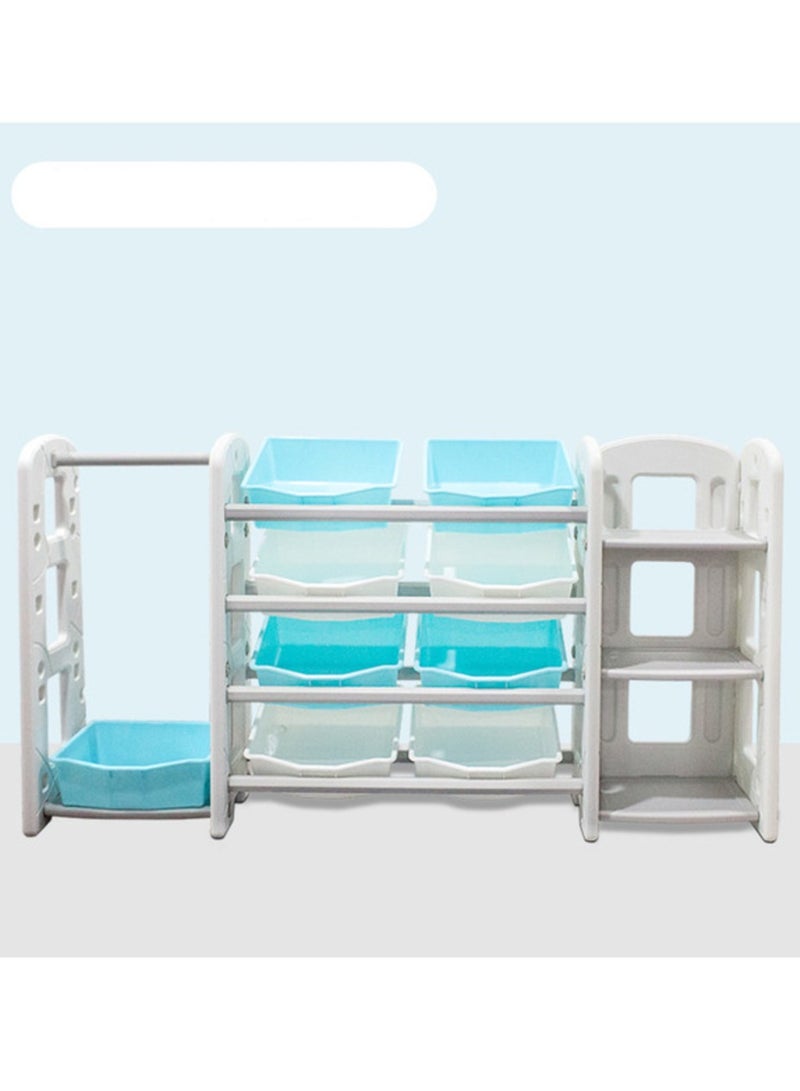 فول جوي خزانة ألعاب مع رف للكتب مع شماعة ملابس ,أزرق-رمادي - Image 1