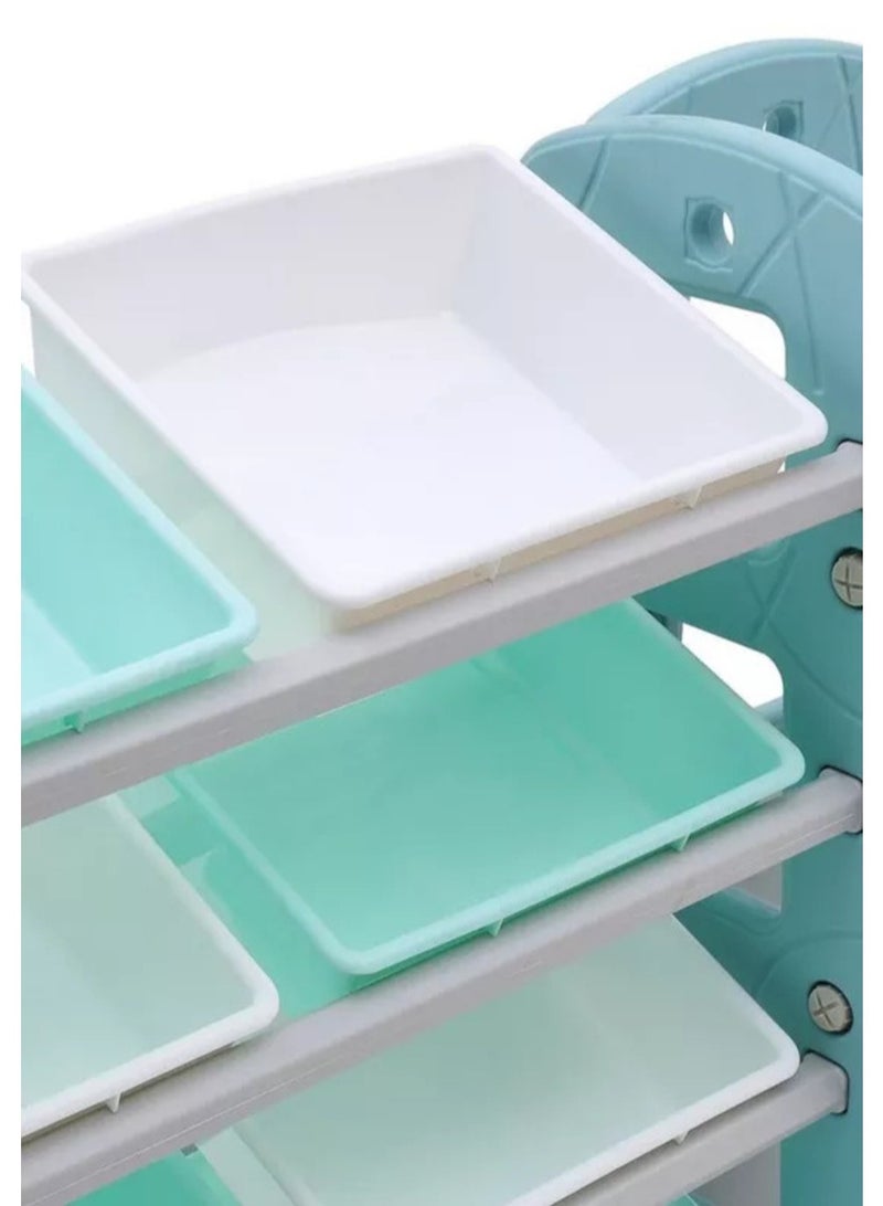 فول جوي خزانة ألعاب مع رف للكتب مع شماعة ملابس ,أزرق-رمادي - Image 2