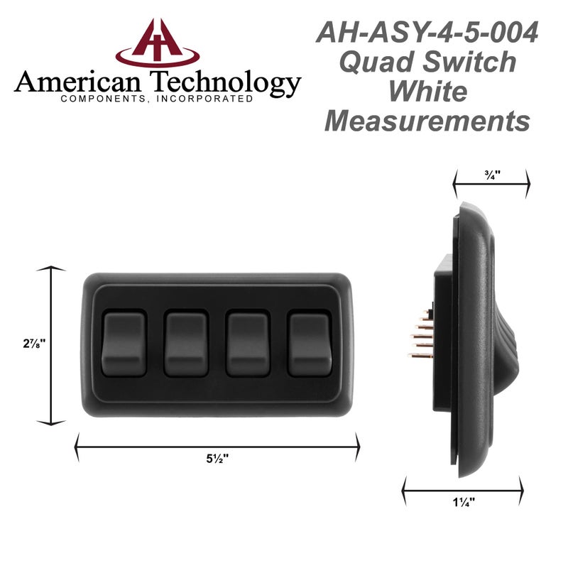 American Technology Components Quad SPST On-Off Switch with Bezel, 12-Volt, for RV, Trailer, Camper (Black) - Image 4