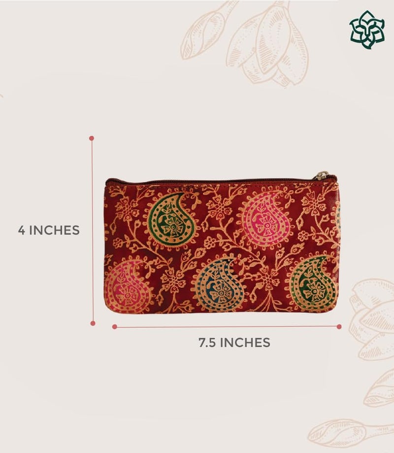 MaatirDesigns Decorative Paisley Print Pouch Red with MultiColour Design 19 x 10 cm - Image 4