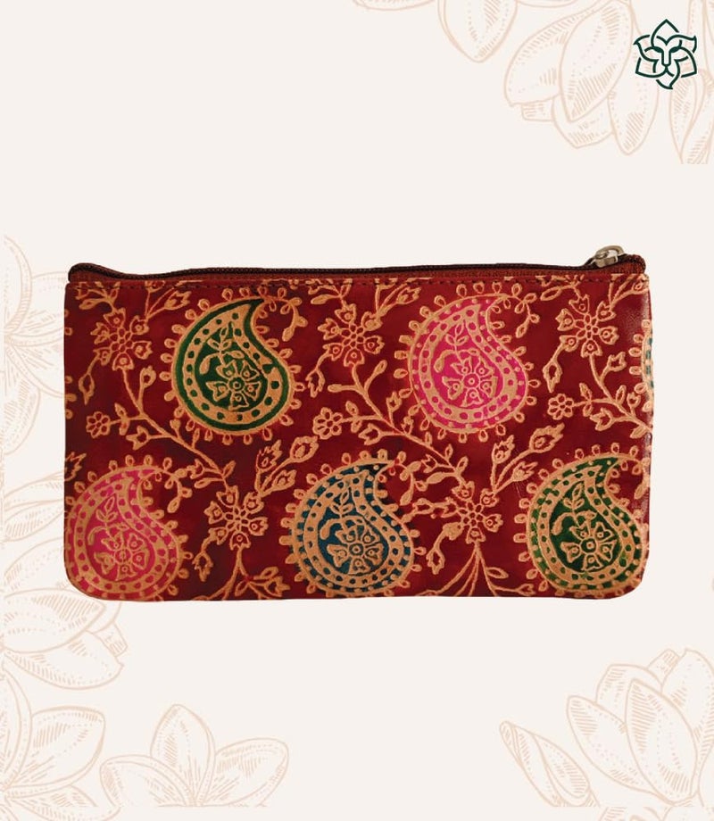 MaatirDesigns Decorative Paisley Print Pouch Red with MultiColour Design 19 x 10 cm - Image 5