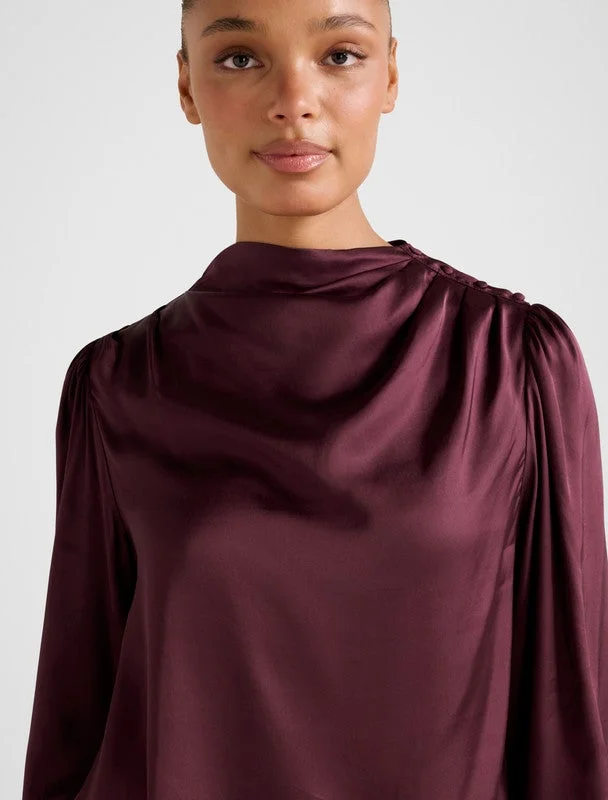 Nancy Drape Neck Button Blouse