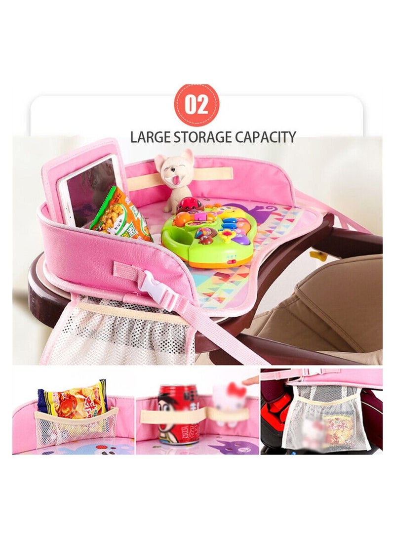 Multifunctional Food Tray Table For Children Kids Baby with Safety Seat belt pink  - Image 1