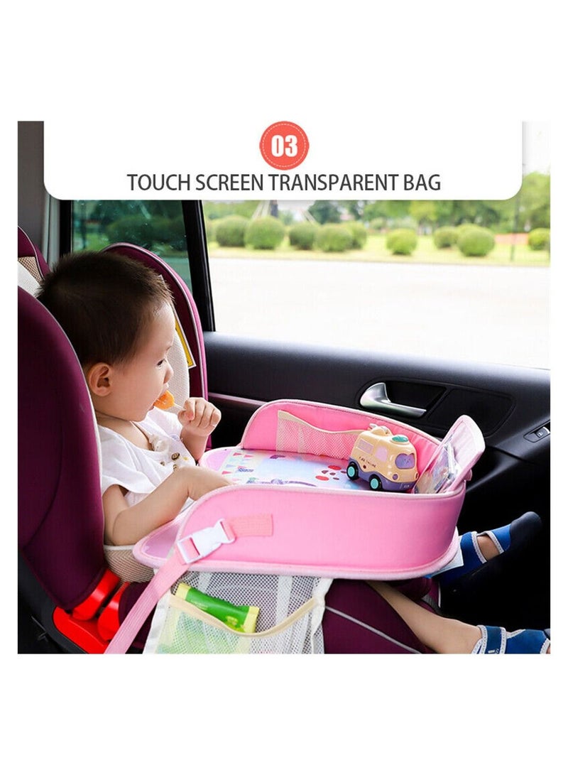 Multifunctional Food Tray Table For Children Kids Baby with Safety Seat belt pink  - Image 2