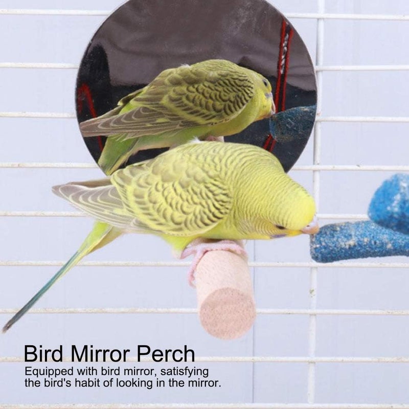 klarako Birdcage Toy Accessories Stainless Steel Parrots Mirror Perch, Bird Mirror Perch Cage Standing Rod, Multifunctional Bird Toy - Image 4