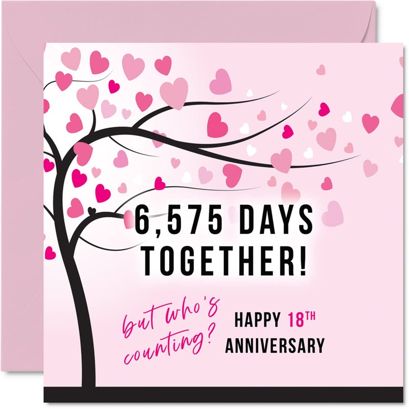 Stuff4 Funny 18th Anniversary Card for Wife or Husband - 6575 Days Together - I Love You Gifts  Happy 18th Wedding Anniversary Cards for Partner  5.7 x 5.7 Inch Greeting Cards for Eighteenth Anniversaries - Image 1