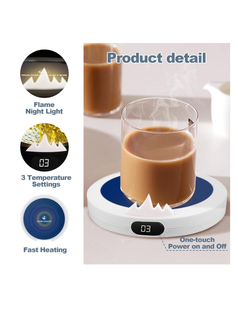 SOLARAE Coffee Mug Warmer with Night Light, Electric Candle Warmer with 3 Temperature Setting and 8H Timer Auto Shut Off, Portable Cup Warmer for Heating Coffee, Beverage, Milk, Tea, Hot Chocolate (White) - Image 3