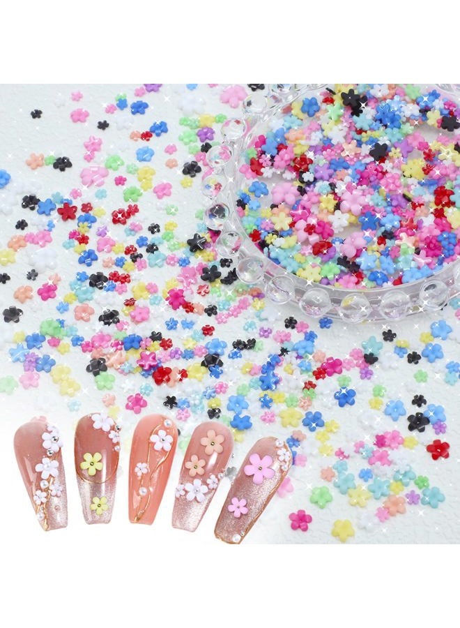 Uotey 3D Color Tiny Flowers Charms for Nails, Acrylic Spring Blossom Tiny Flower Nail Art Charms with Metal Golden Caviar Beads for Nail Art DIY Manicure Jewel Accessories - Image 5