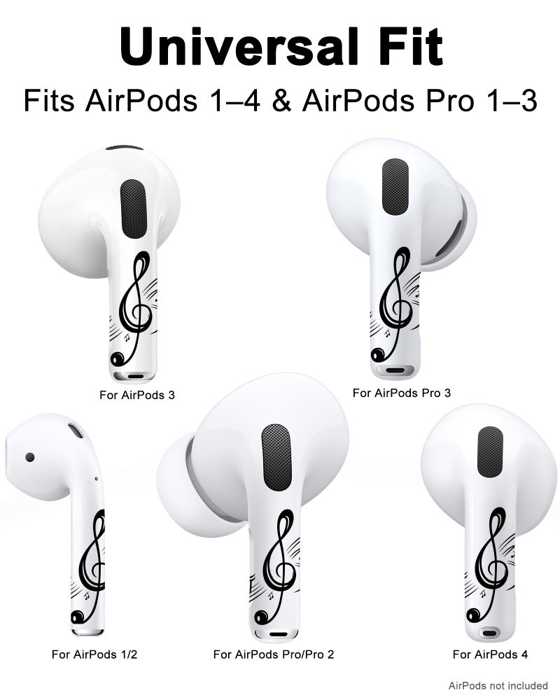 RockMax for AirPods 4 Skin, Easy to Clarify, Black Music Note Sticker Wrap, Ultra-Thin Case-Friendly, 3-Step Install, Compatible with AirPods 1/2/3/4 and AirPods Pro 1/2/3(Universal Fit) - Image 4
