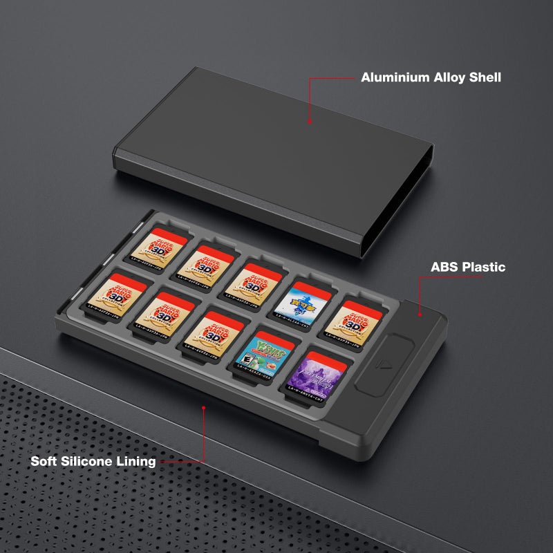 HEIYING Switch Game Card Case for Nintendo Switch 2 2025 / OLED / Lite Games Cards, Metal Game Storage Holder with 20 Games Card Slots and 20 Micro SD Cards Slots - Image 4