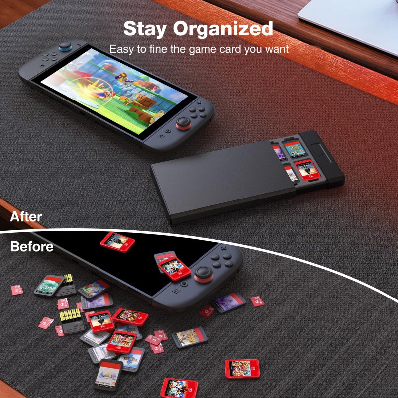 HEIYING Switch Game Card Case for Nintendo Switch 2 2025 / OLED / Lite Games Cards, Metal Game Storage Holder with 20 Games Card Slots and 20 Micro SD Cards Slots - Image 5
