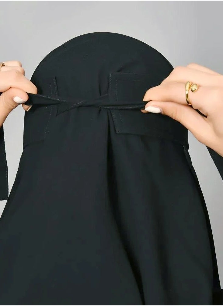 Long single rubber niqab with tie closure