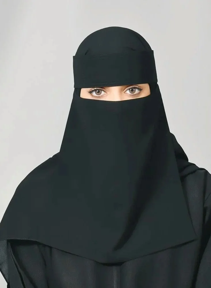 lamha abaya Long single rubber niqab with tie closure