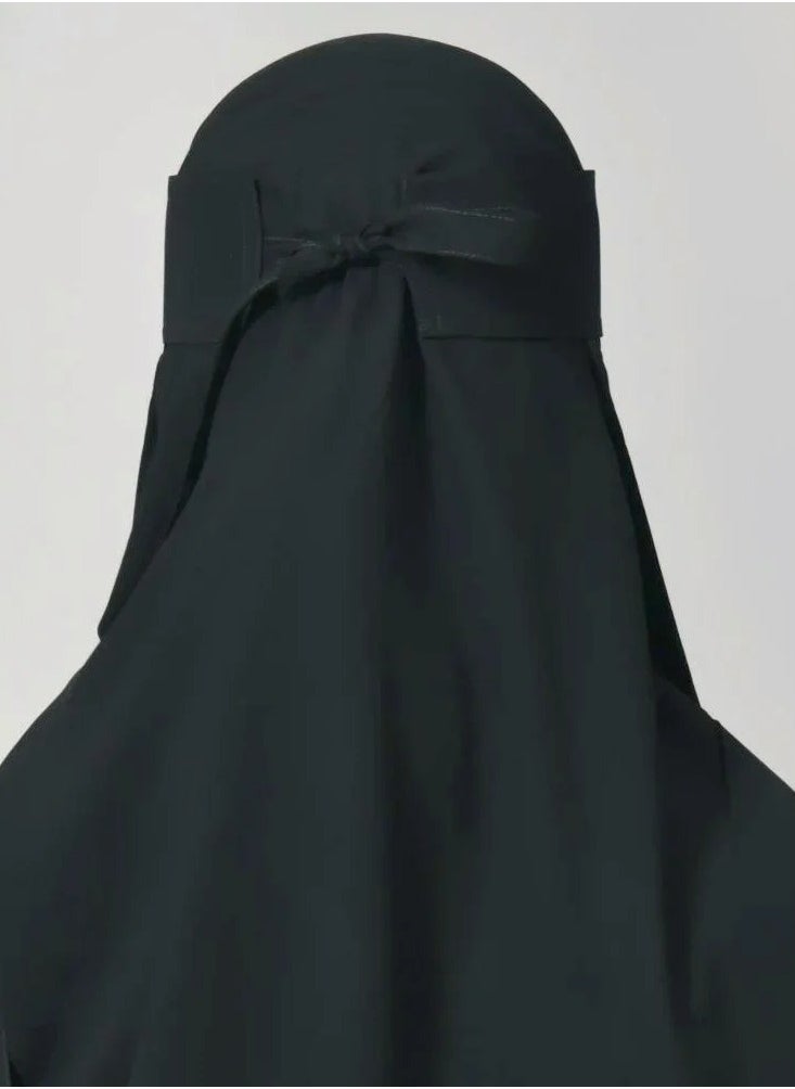 Long single rubber niqab with tie closure
