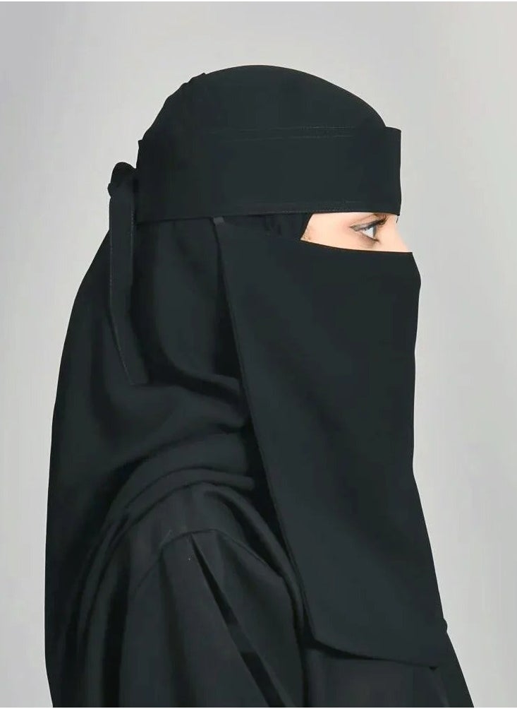 Long single rubber niqab with tie closure