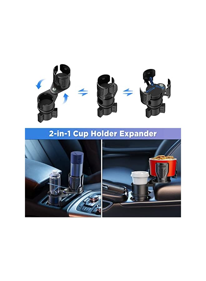 Green Tiger Dual Car Cup Holder Expander, 2-in-1 Adjustable and Expandable Multifunction Drink Adapter for Automotive, Compatible with 20/24/30/32/40 Oz Water Bottles, Perfect for Car, Truck, RV - Image 2