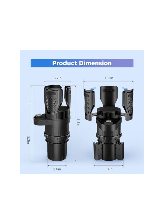 Green Tiger Dual Car Cup Holder Expander, 2-in-1 Adjustable and Expandable Multifunction Drink Adapter for Automotive, Compatible with 20/24/30/32/40 Oz Water Bottles, Perfect for Car, Truck, RV - Image 4