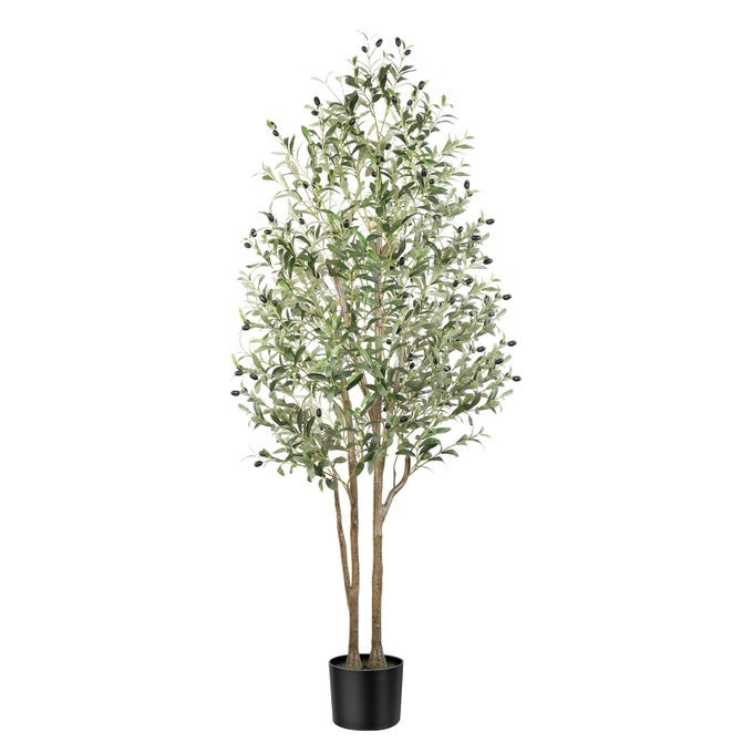 6FT ARTIFICIAL TREE LIFELIKE OLIVE LEAVES FAUX TREE INDOOR OUTDOOR FOR HOME LIVING ROOM BEDROOM BALCONY CORNER OFFICE GARDEN DECOR 180CM