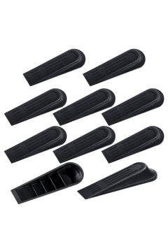 Bukela Door Stoppers Door Wedge Heavy Duty Door Wedge, Non-Slip Door Jammer, 10 Pieces Plastic Door Stop Wedges for Home and Office, Interior Bathroom, Kitchen, Children's Room Door (Black)  - Image 1