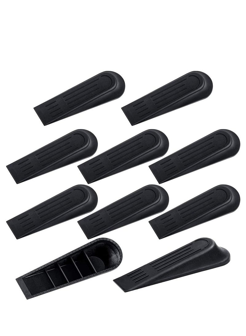 Bukela Door Stoppers Door Wedge Heavy Duty Door Wedge, Non-Slip Door Jammer, 10 Pieces Plastic Door Stop Wedges for Home and Office, Interior Bathroom, Kitchen, Children's Room Door (Black) - Image 1