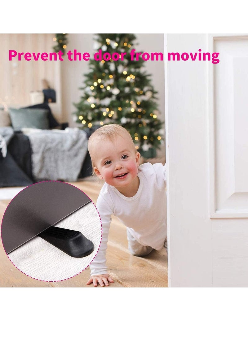 Bukela Door Stoppers Door Wedge Heavy Duty Door Wedge, Non-Slip Door Jammer, 10 Pieces Plastic Door Stop Wedges for Home and Office, Interior Bathroom, Kitchen, Children's Room Door (Black) - Image 4