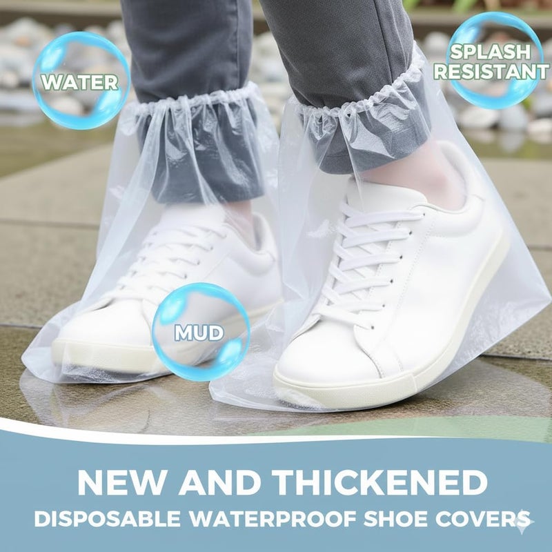 Yabercha 24pcs (12Pairs) Waterproof Shoe Covers, Shoe Covers for Rain, Disposable Shoe Covers, Rain Shoe Covers, Plastic Boot and Shoe Covers for Men and Women (Transparent) - Image 3