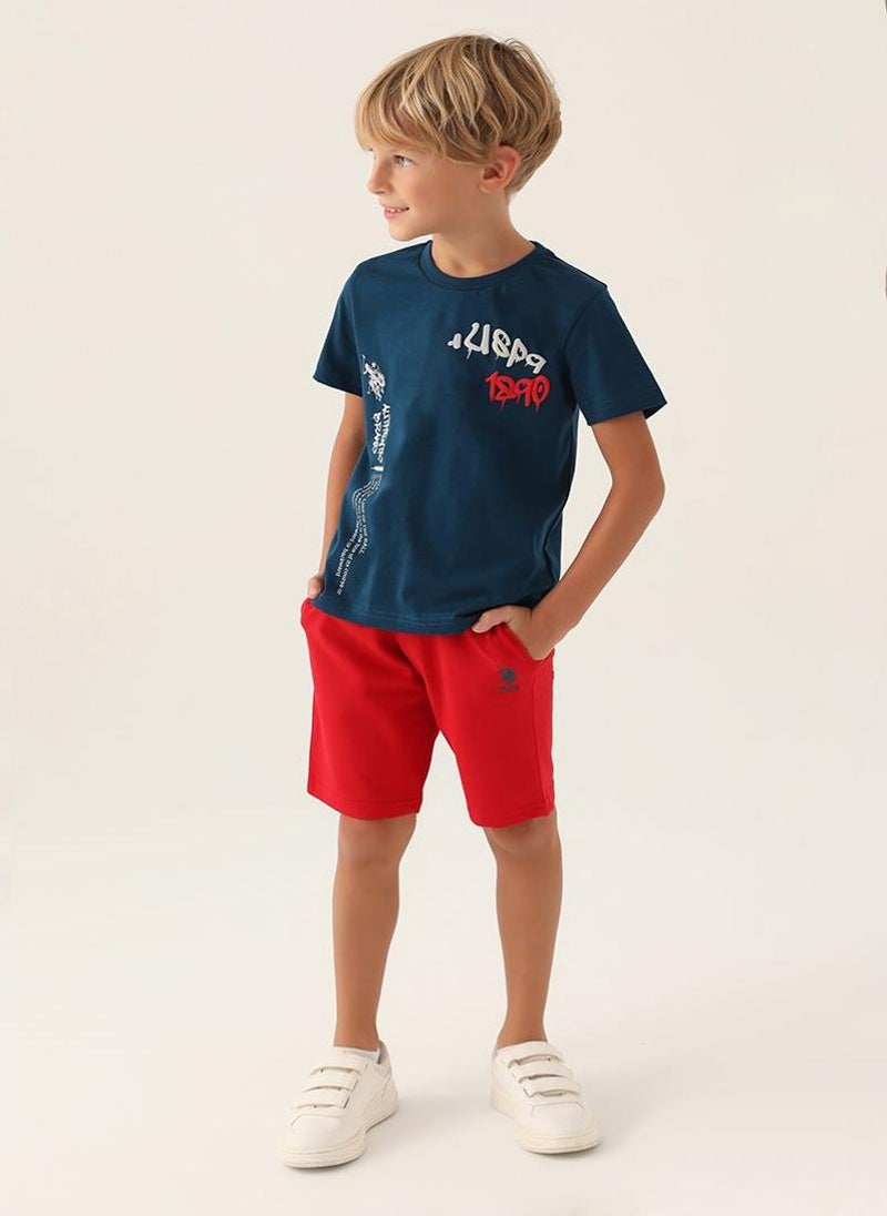 U.S. Polo Assn. U.S. Polo Assn. Boys Blue Bermuda Set - Image 1