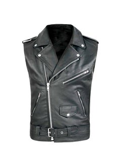 Mens PU Leather Vest Fashionable Motorcycle Jacket Vest M82 Special 555 Casual Wear Imported from China Black