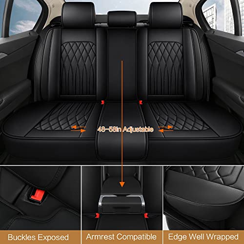 Pariitadin Leather Car Seat Covers Full Set, Waterproof Faux Leather Seat Covers for Cars, Non-Slip Car Interior Covers Universal Fit for Most Cars Sedans Trucks SUVs, Black Line - Image 3