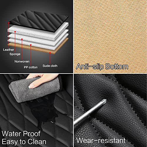 Pariitadin Leather Car Seat Covers Full Set, Waterproof Faux Leather Seat Covers for Cars, Non-Slip Car Interior Covers Universal Fit for Most Cars Sedans Trucks SUVs, Black Line - Image 5