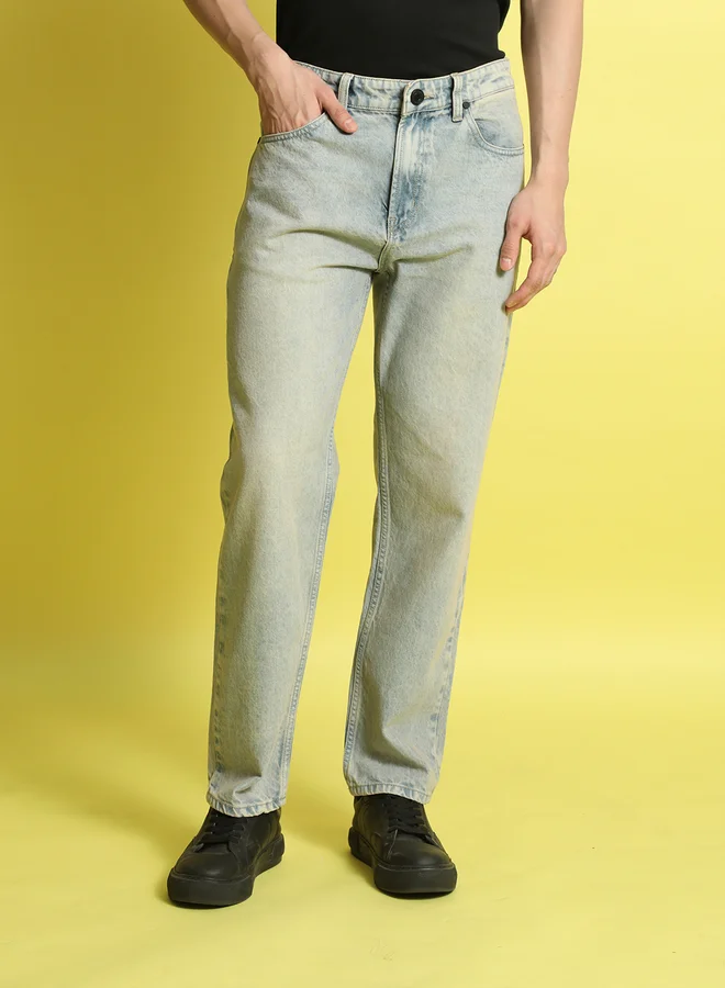 Styli Men Relaxed Fit Acid Wash Jeans By Bene Kleed
