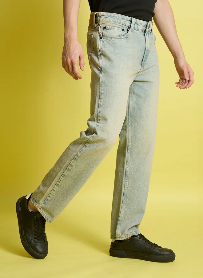 ستايلي Men Relaxed Fit Acid Wash Jeans By Bene Kleed