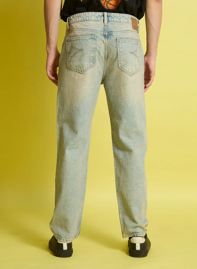 ستايلي Men Relaxed Fit Acid Wash Jeans By Bene Kleed